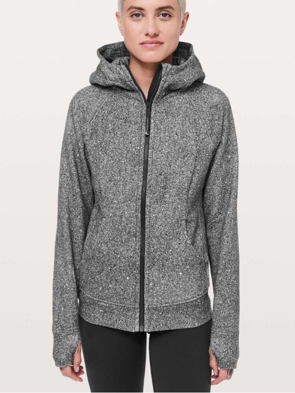Lululemon Scuba Hoodie Cotton Fleece Luminesce Splatter Black White 8
